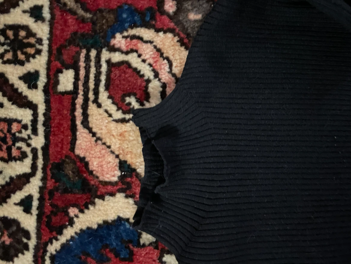 H&M Black Ribbed Long Sleeve Midi Dress - photo 2
