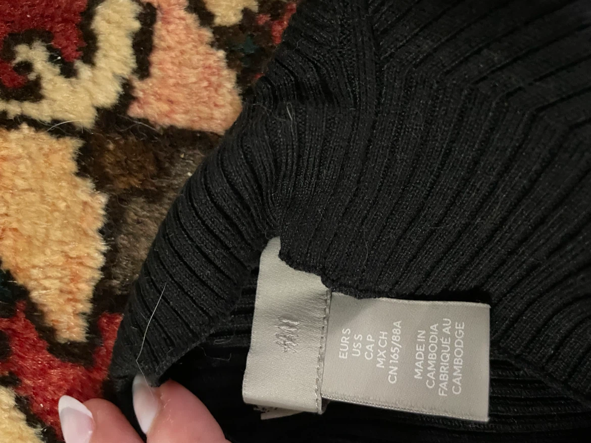 H&M Black Ribbed Long Sleeve Midi Dress - photo 3