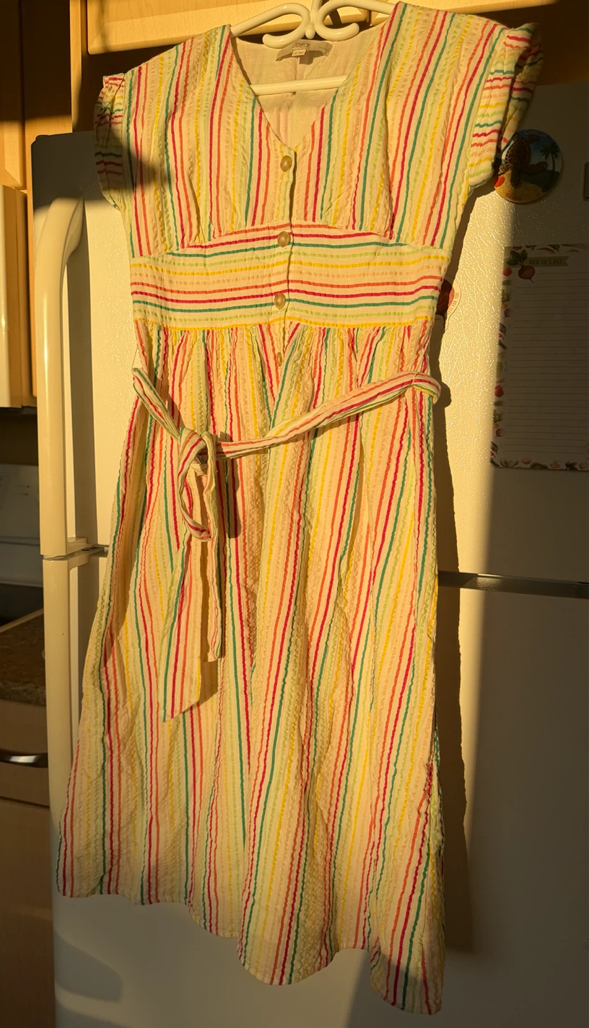 LOFT Striped Button-Up Midi Dress - photo 2