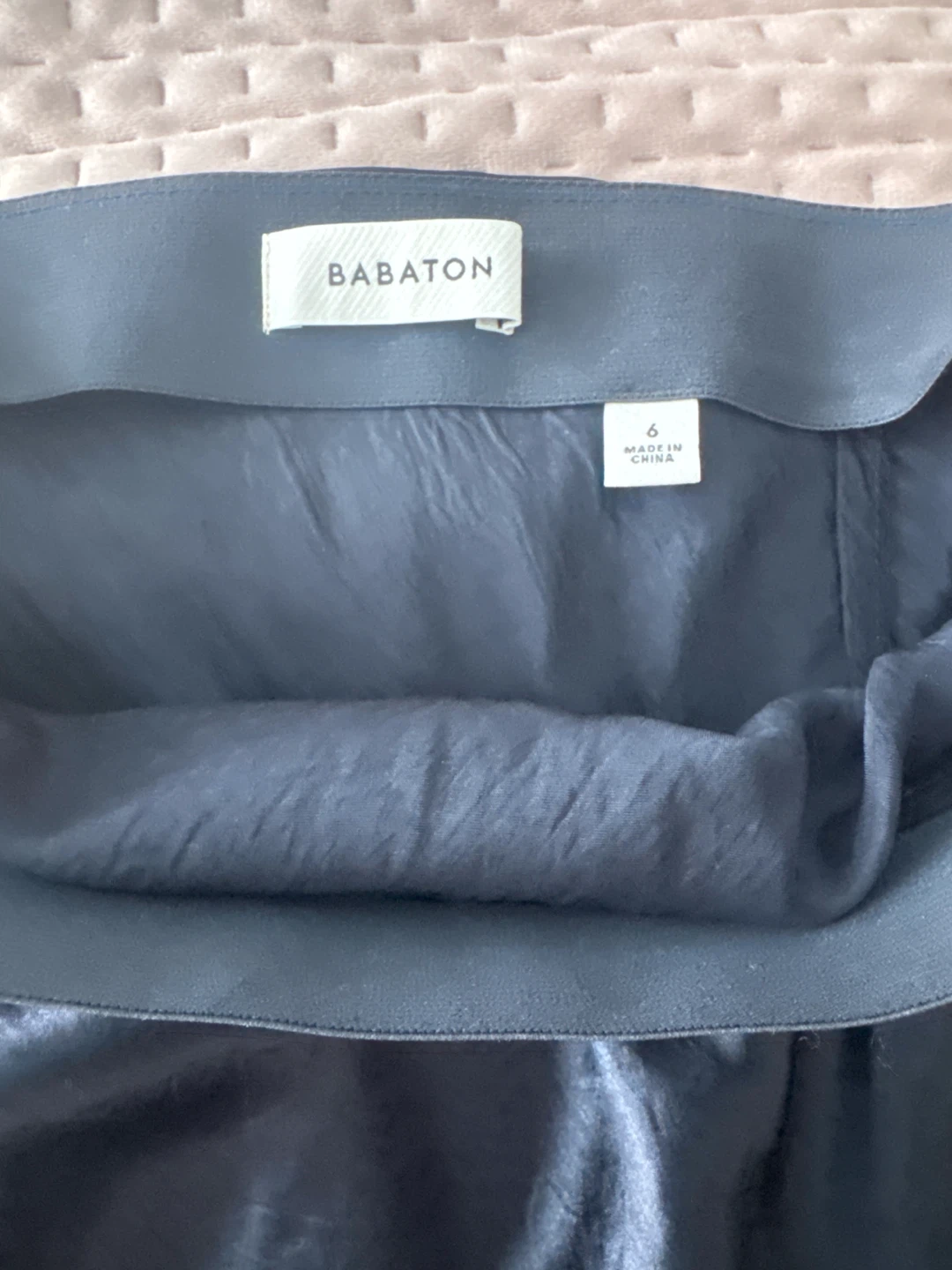 Babaton Navy Satin Midi Skirt Size 6 - photo 2