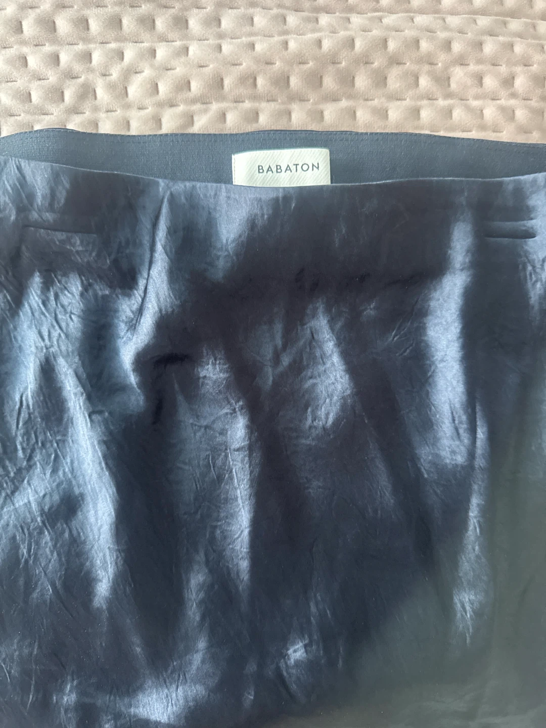 Babaton Navy Satin Midi Skirt Size 6 - photo 3