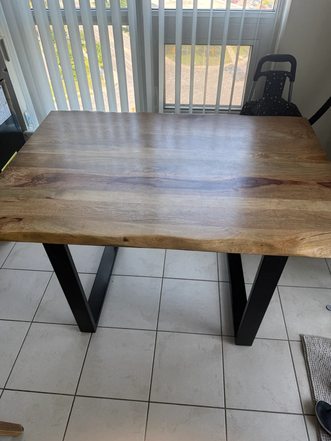 Wooden Dining Table with Black Metal Legs