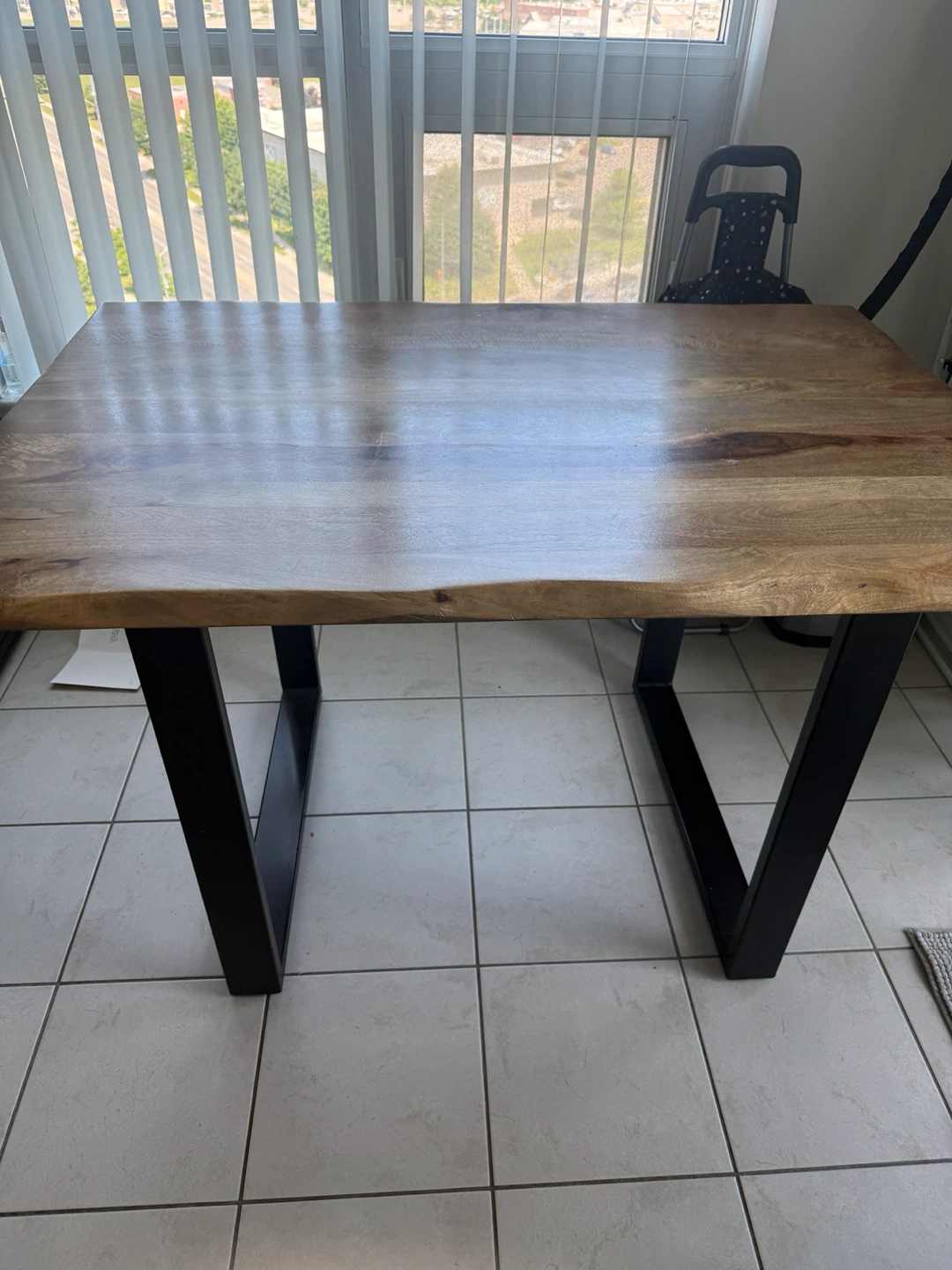 Wooden Dining Table with Black Metal Legs - photo 2