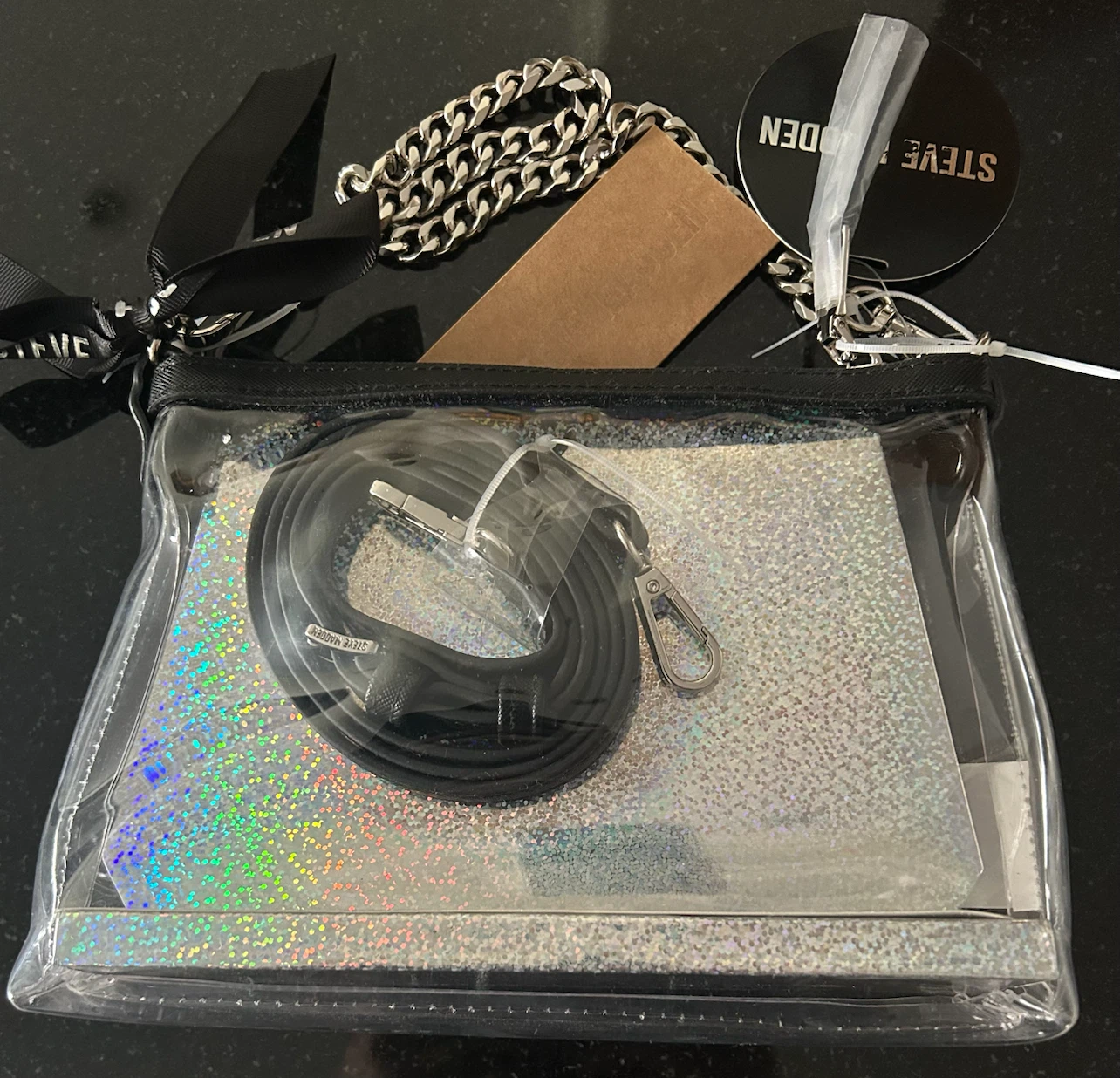 Steve Madden Bdominic Clear Satchel Gift Set - Black - photo 2