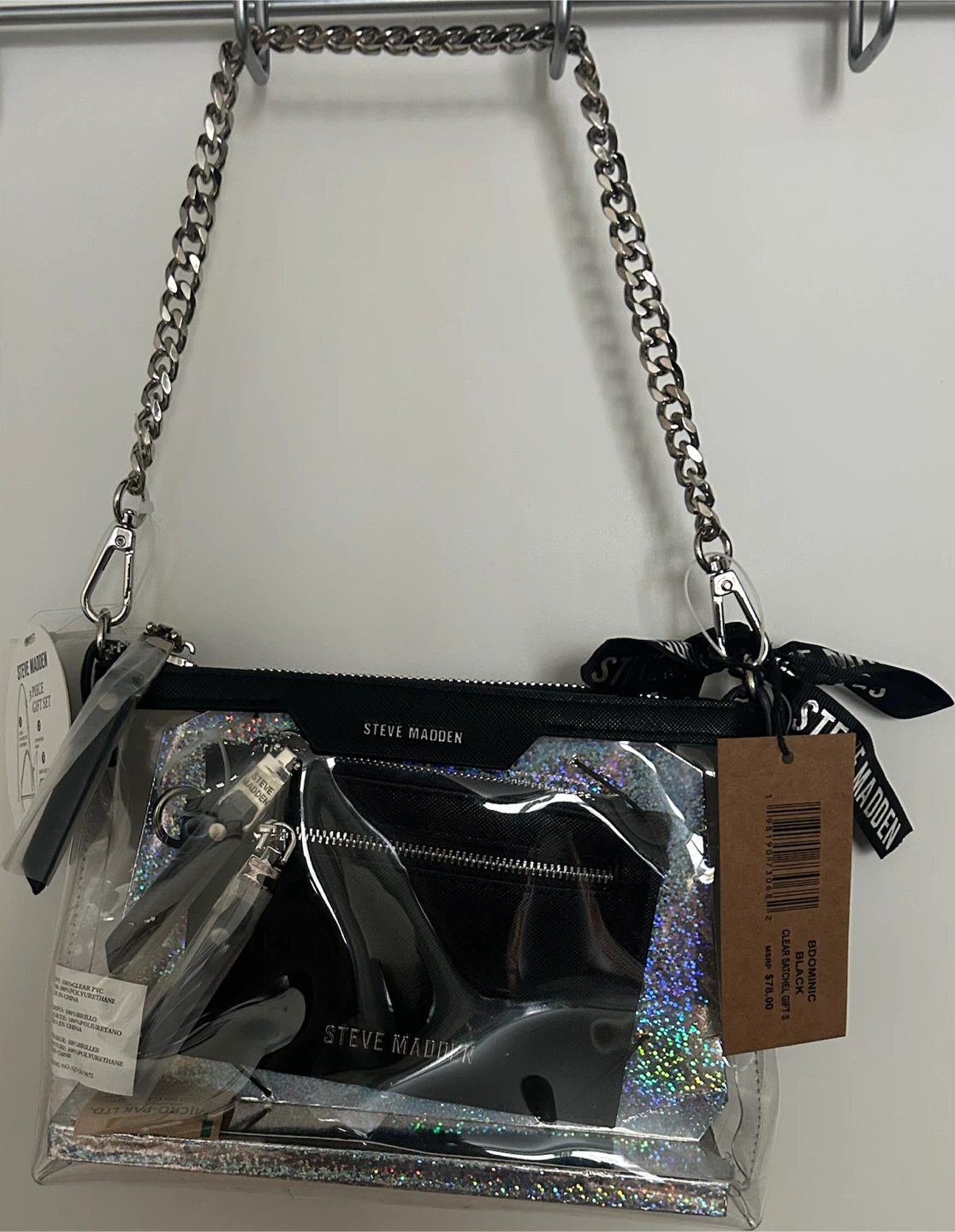 Steve Madden Bdominic Clear Satchel Gift Set - Black - photo 3