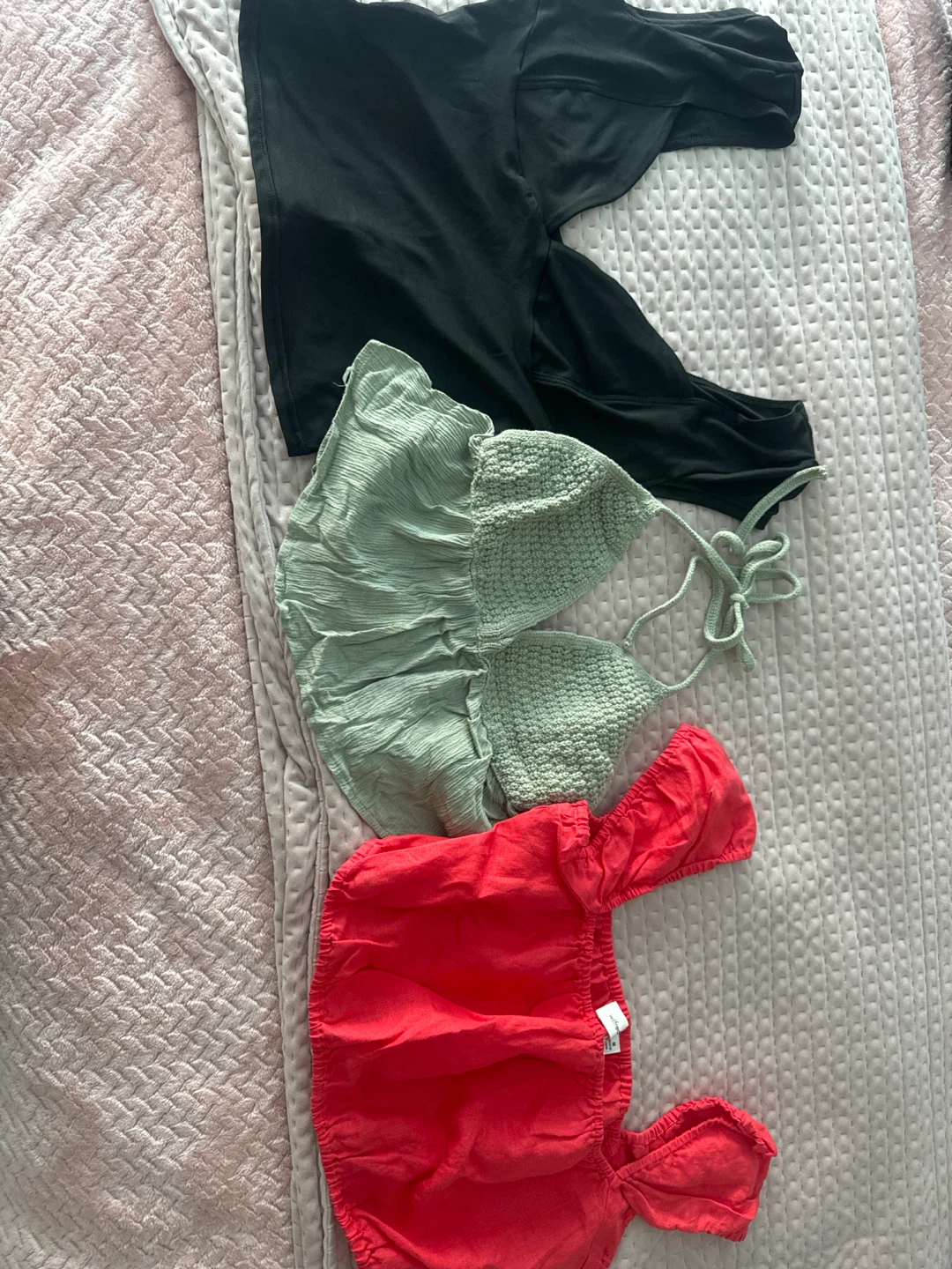 3 Tops Bundle - Black, Mint, Red