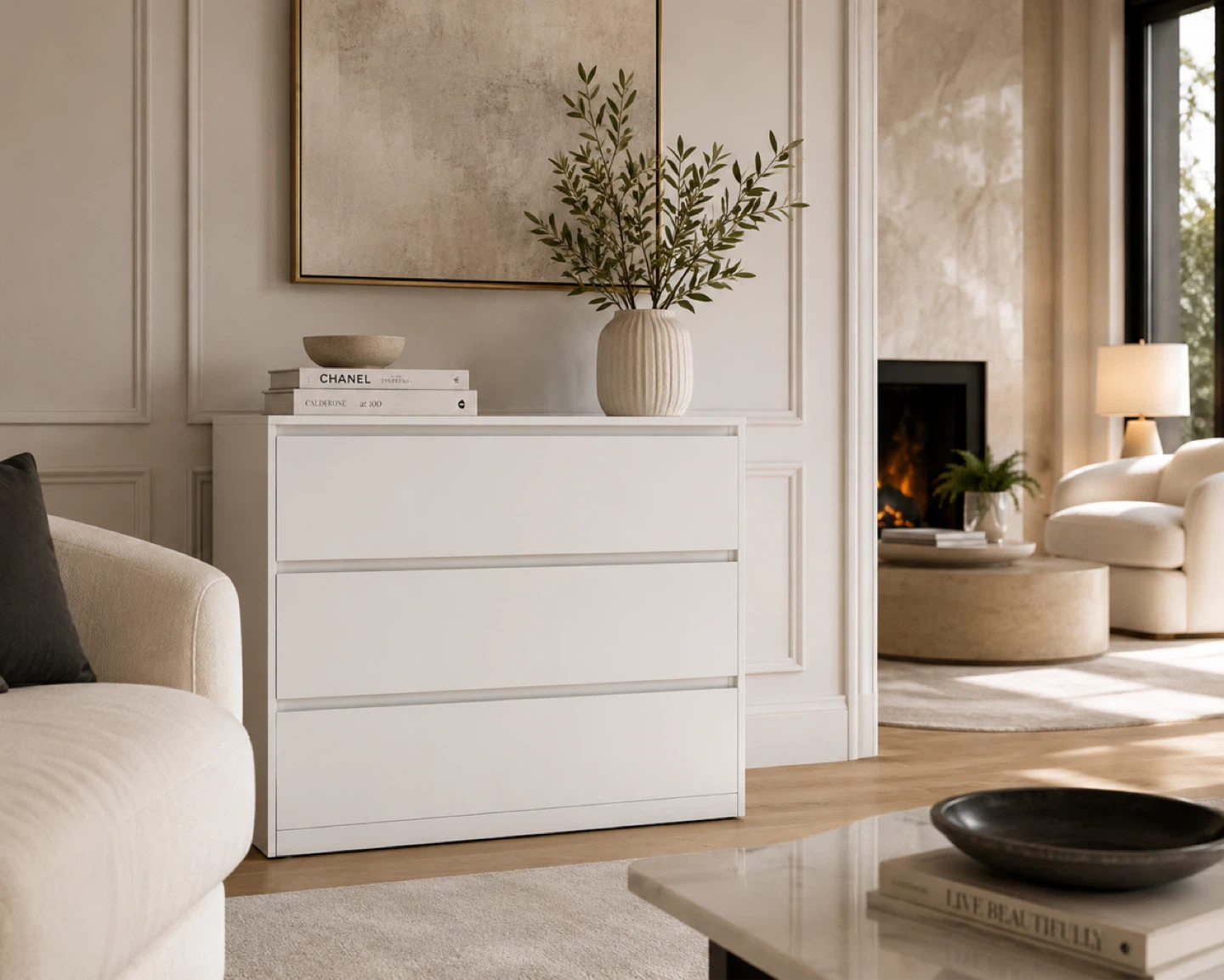 White 3-Drawer Dresser - photo 2