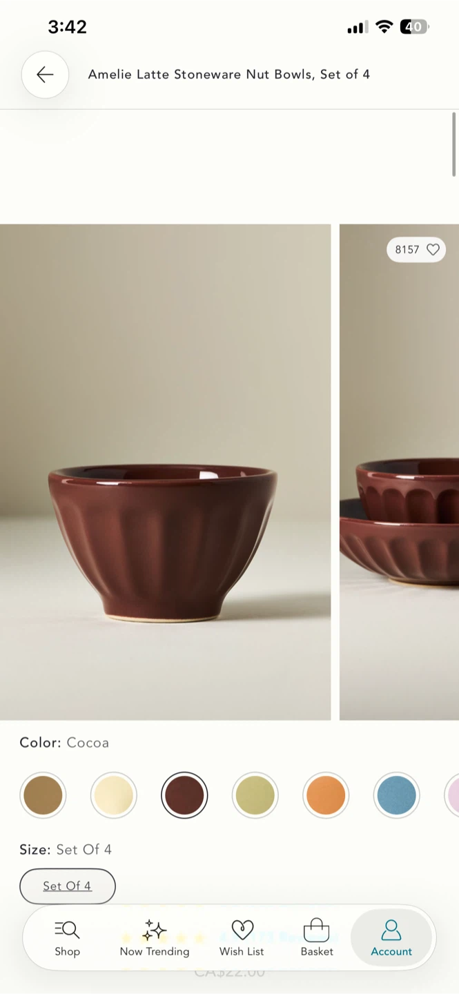 Amelie Latte Stoneware Nut Bowls - Set of 4