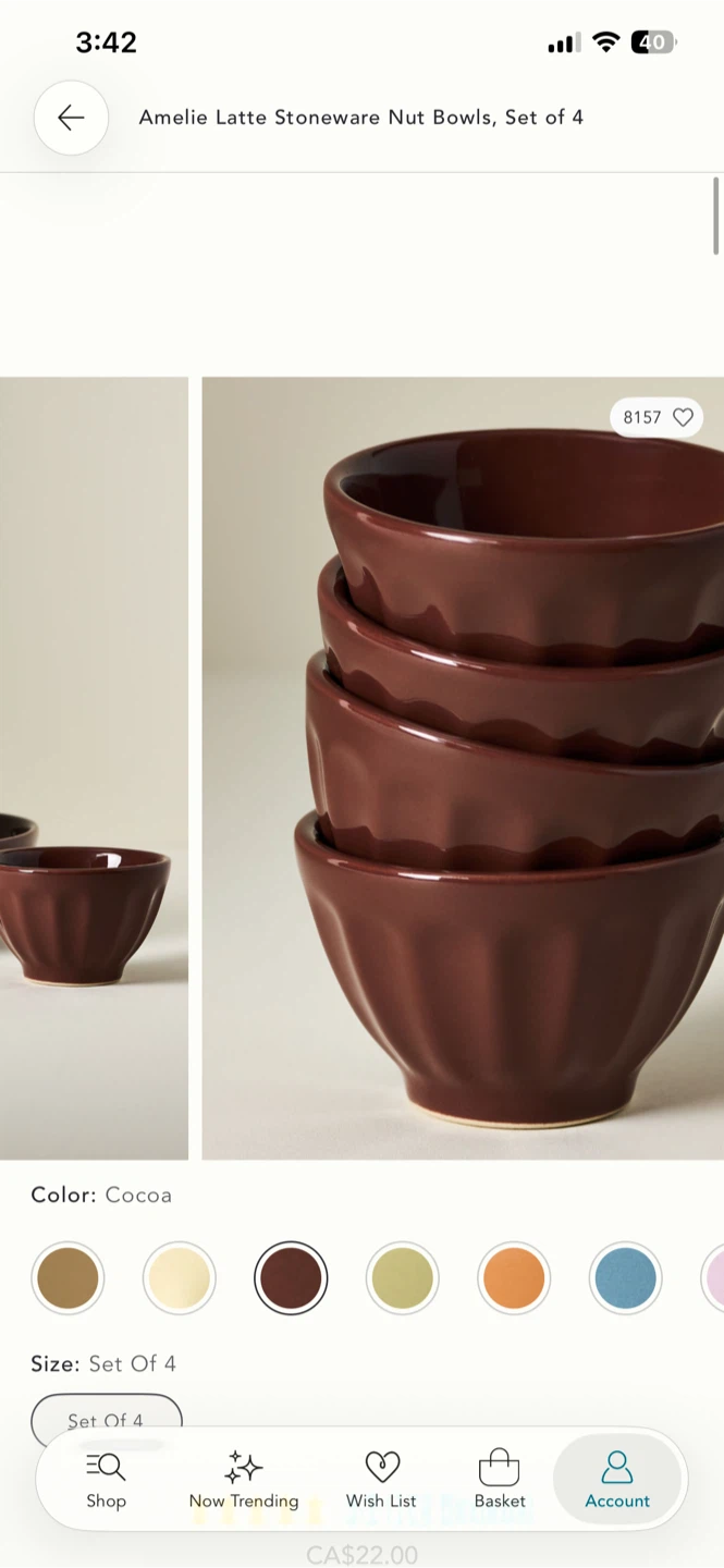 Amelie Latte Stoneware Nut Bowls - Set of 4 - photo 2