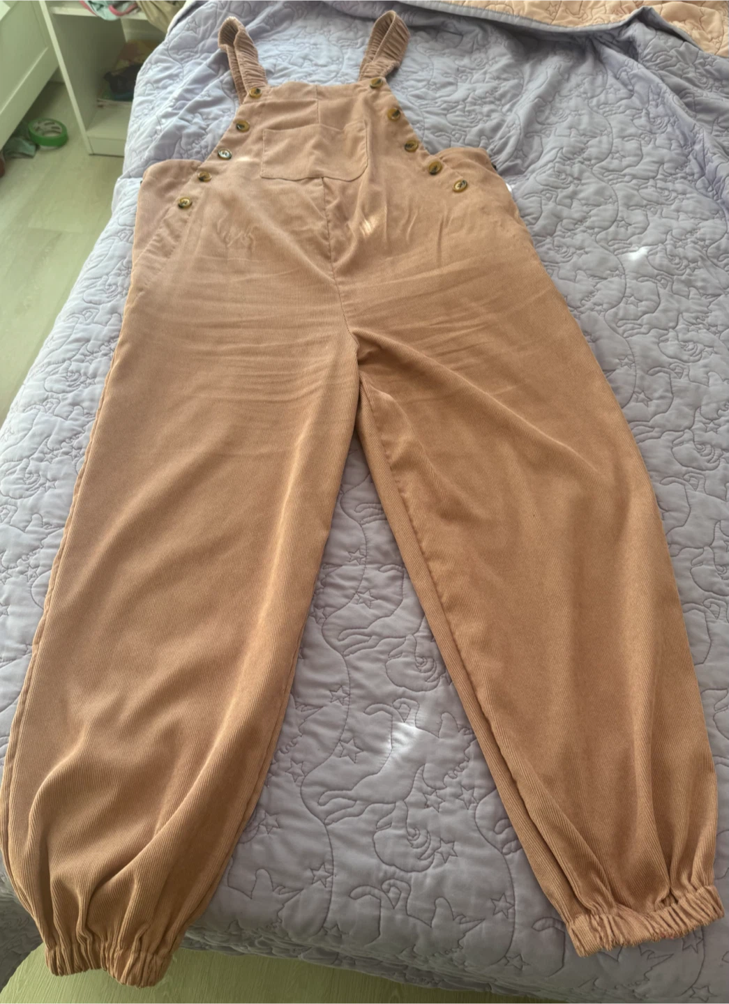 SHEIN Maternity Corduroy Overalls Pink