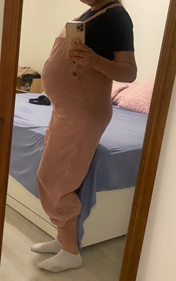 SHEIN Maternity Corduroy Overalls Pink - photo 2