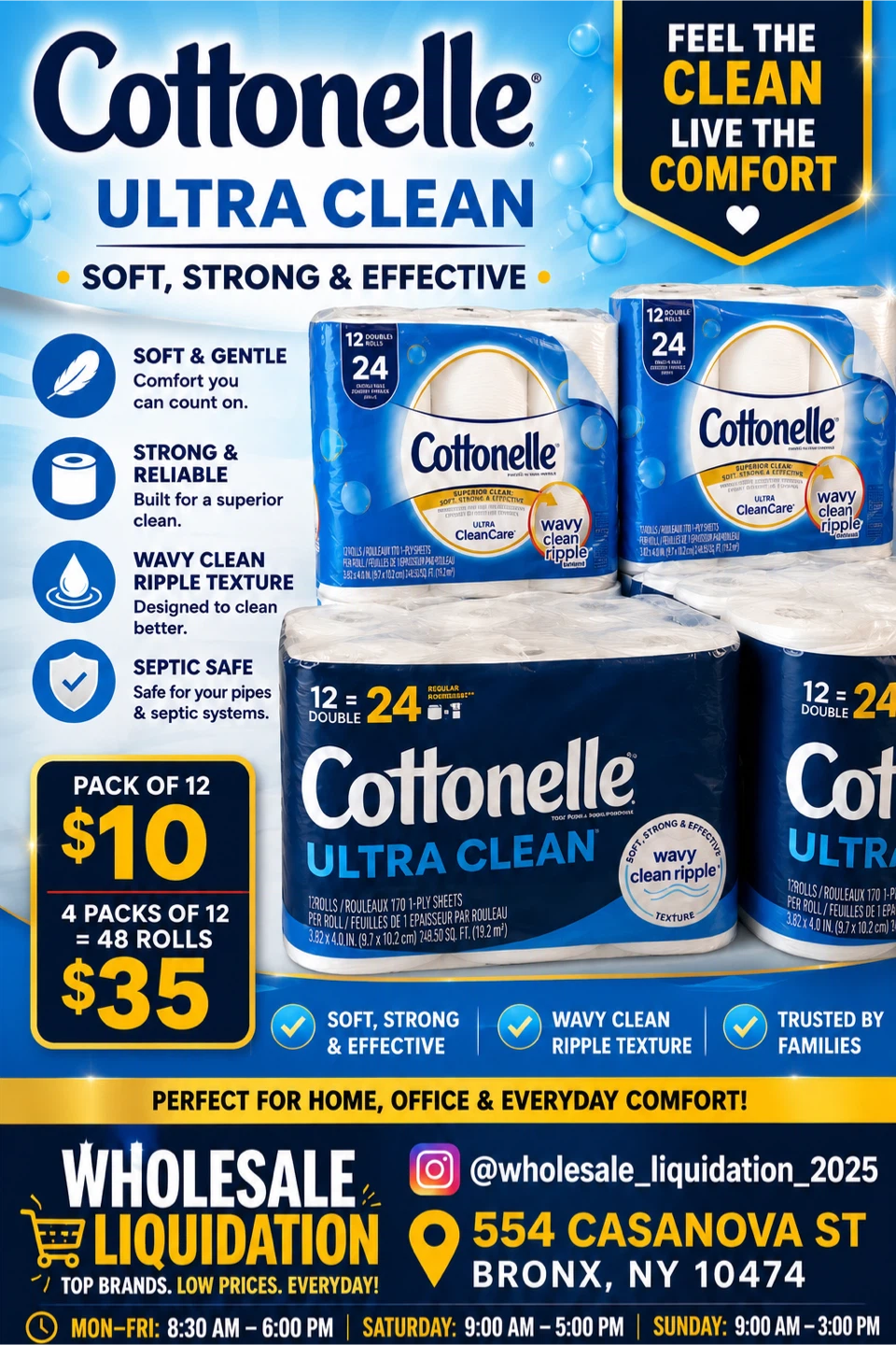 Cottonelle Ultra Clean Toilet Paper (48 Double Rolls)