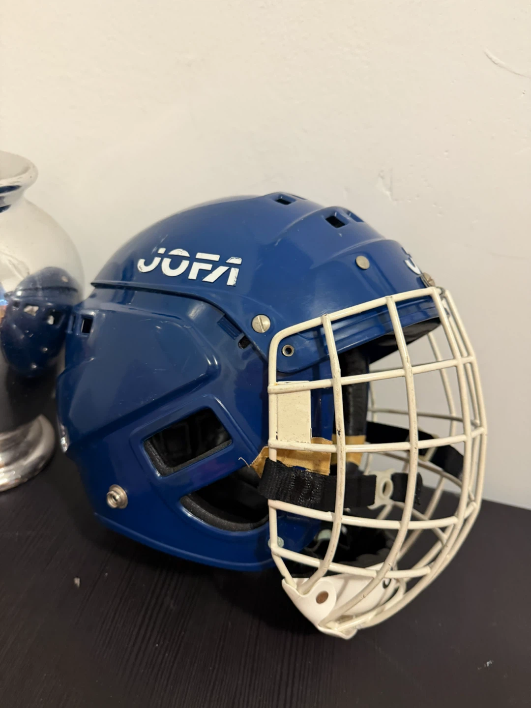 Vintage Jofa Blue Hockey Helmet with Cage - Size 6 1/2 - 7 1/4 - photo 3