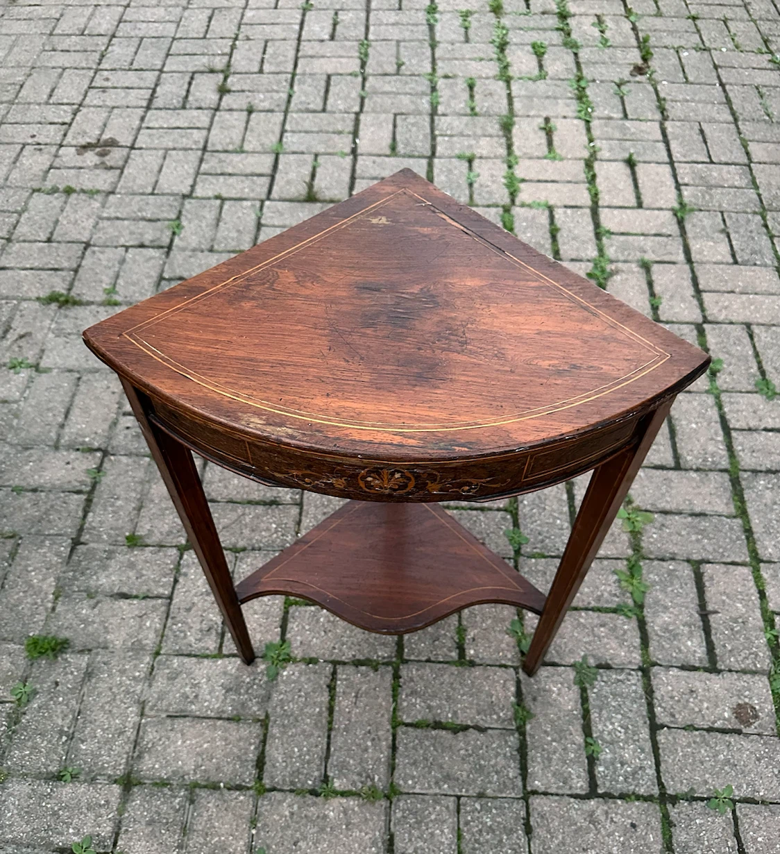 Vintage Wooden Corner Table