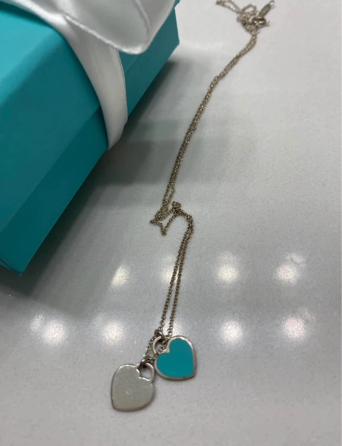 Tiffany & Co. Double Heart Tag Necklace