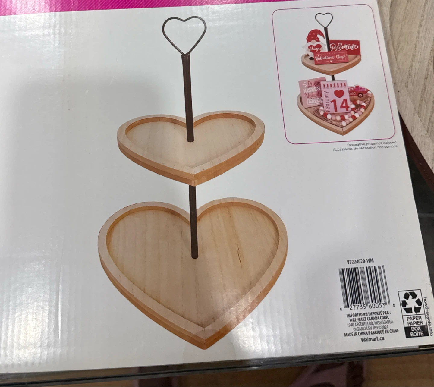 Wooden Heart Tiered Tray