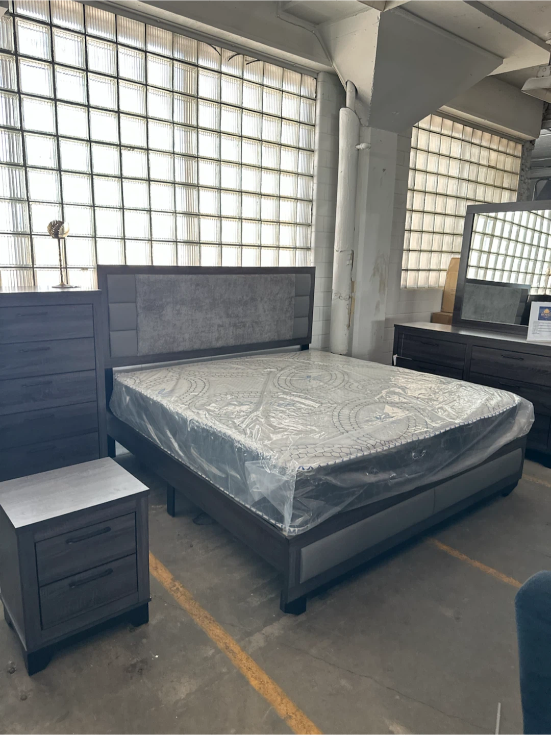 Queen Bed Frame, Dresser, Mirror & Nightstand Set