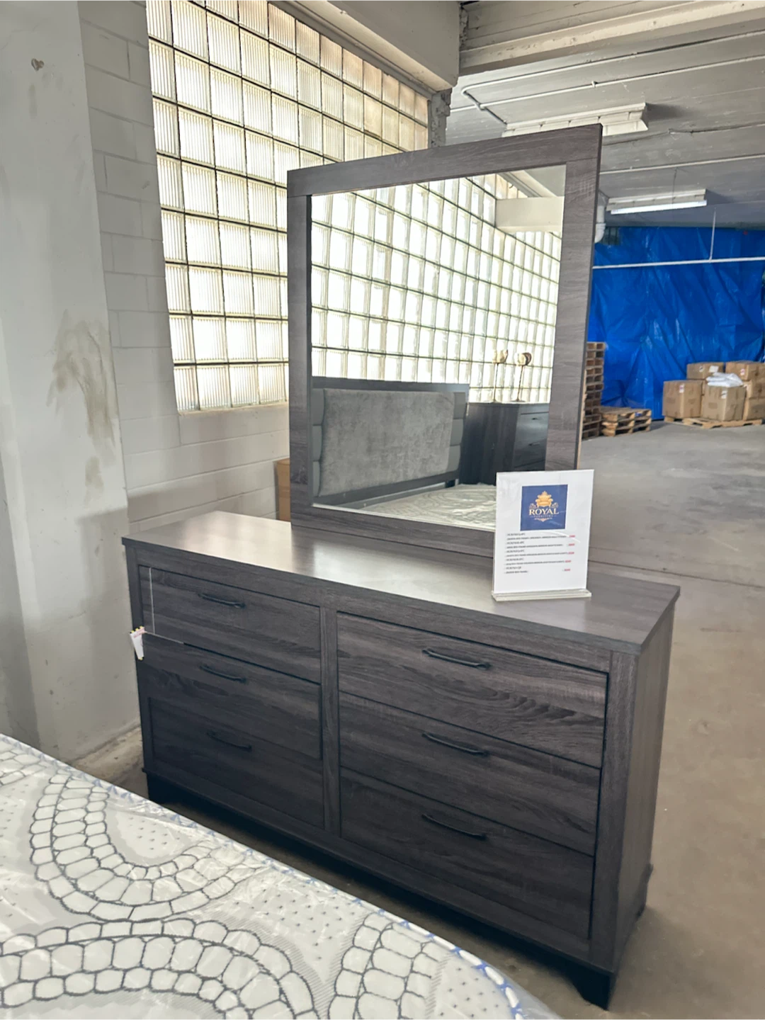 Queen Bed Frame, Dresser, Mirror & Nightstand Set - photo 4