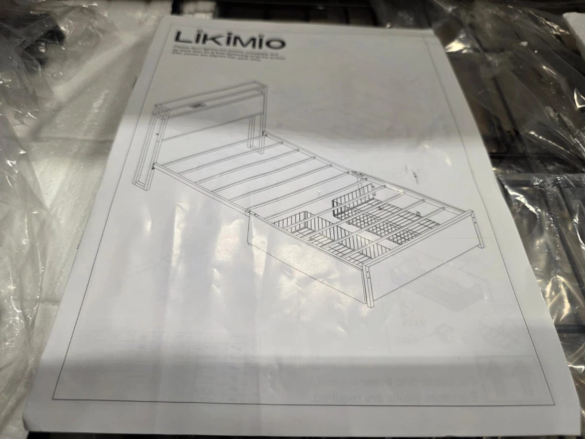 LIKIMIO Twin Bed Frame, with 2-Tier Shelves & Charging Station - photo 5
