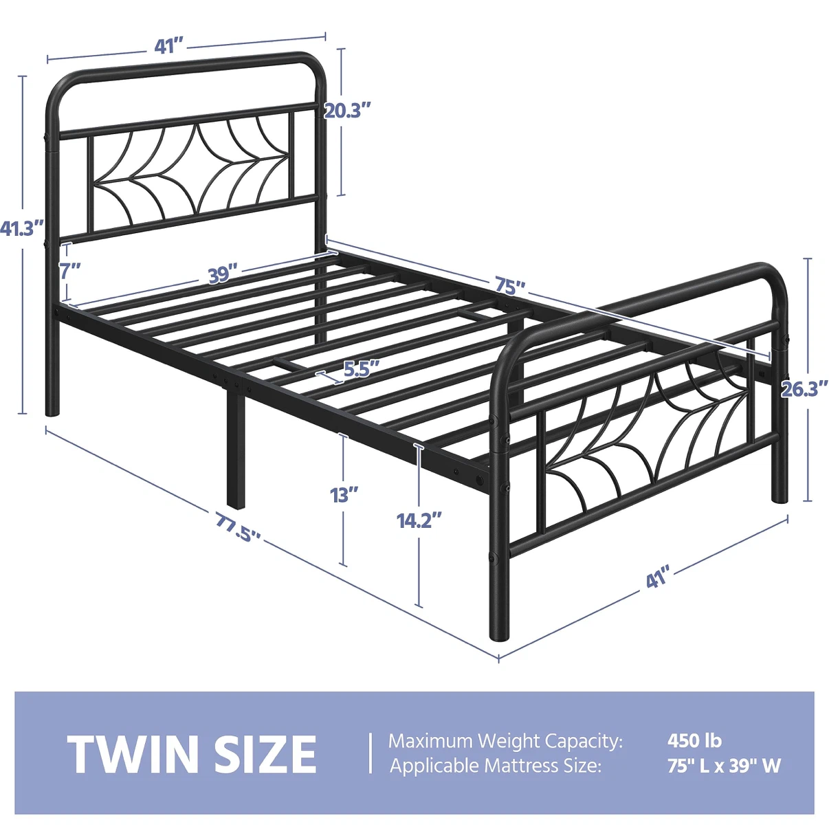 Topeakmart Twin Bed Frames Metal Platform - photo 2