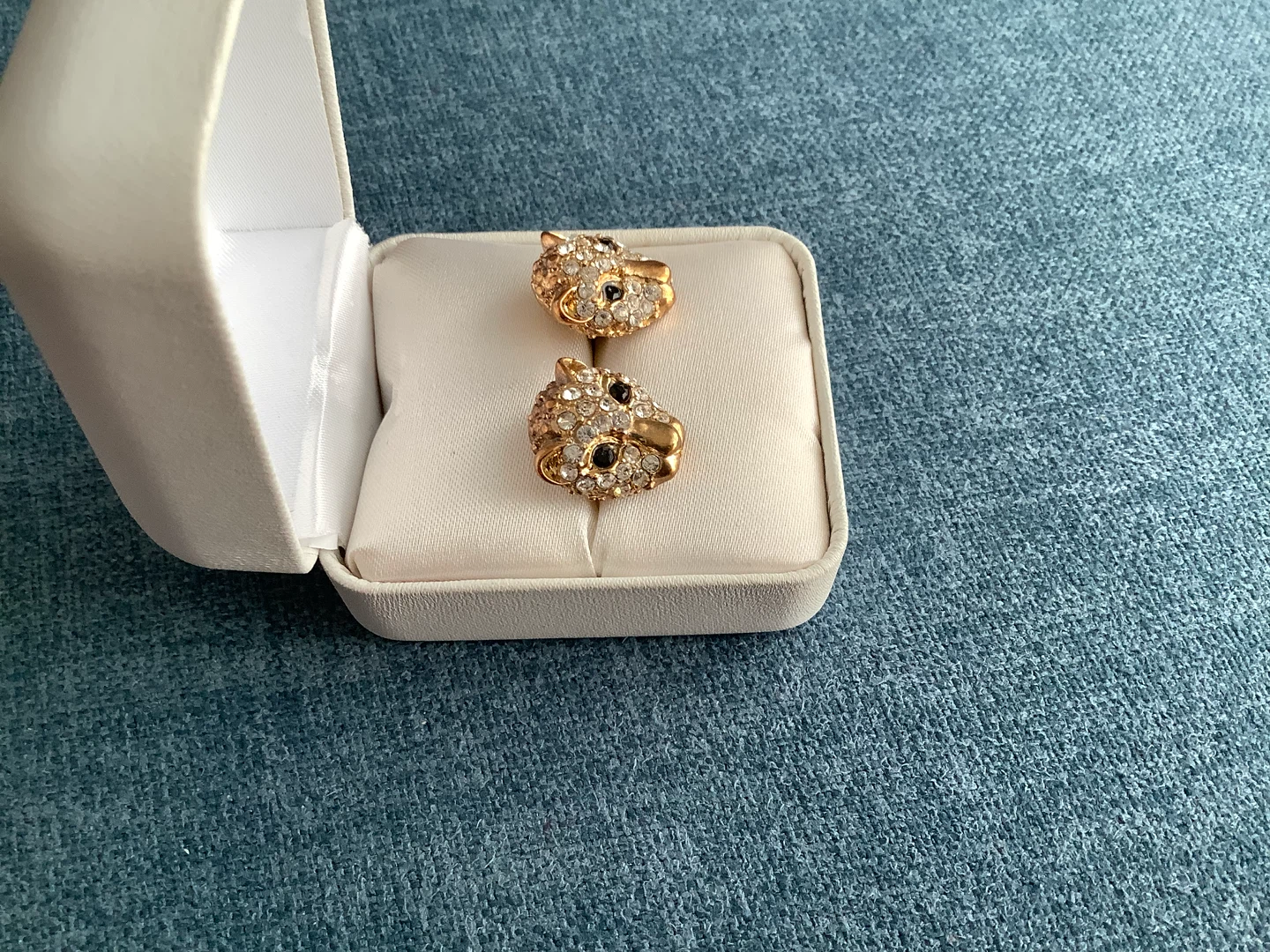 Panther Head Stud Earrings w Crystals & Rhinestones 🐞 - photo 2
