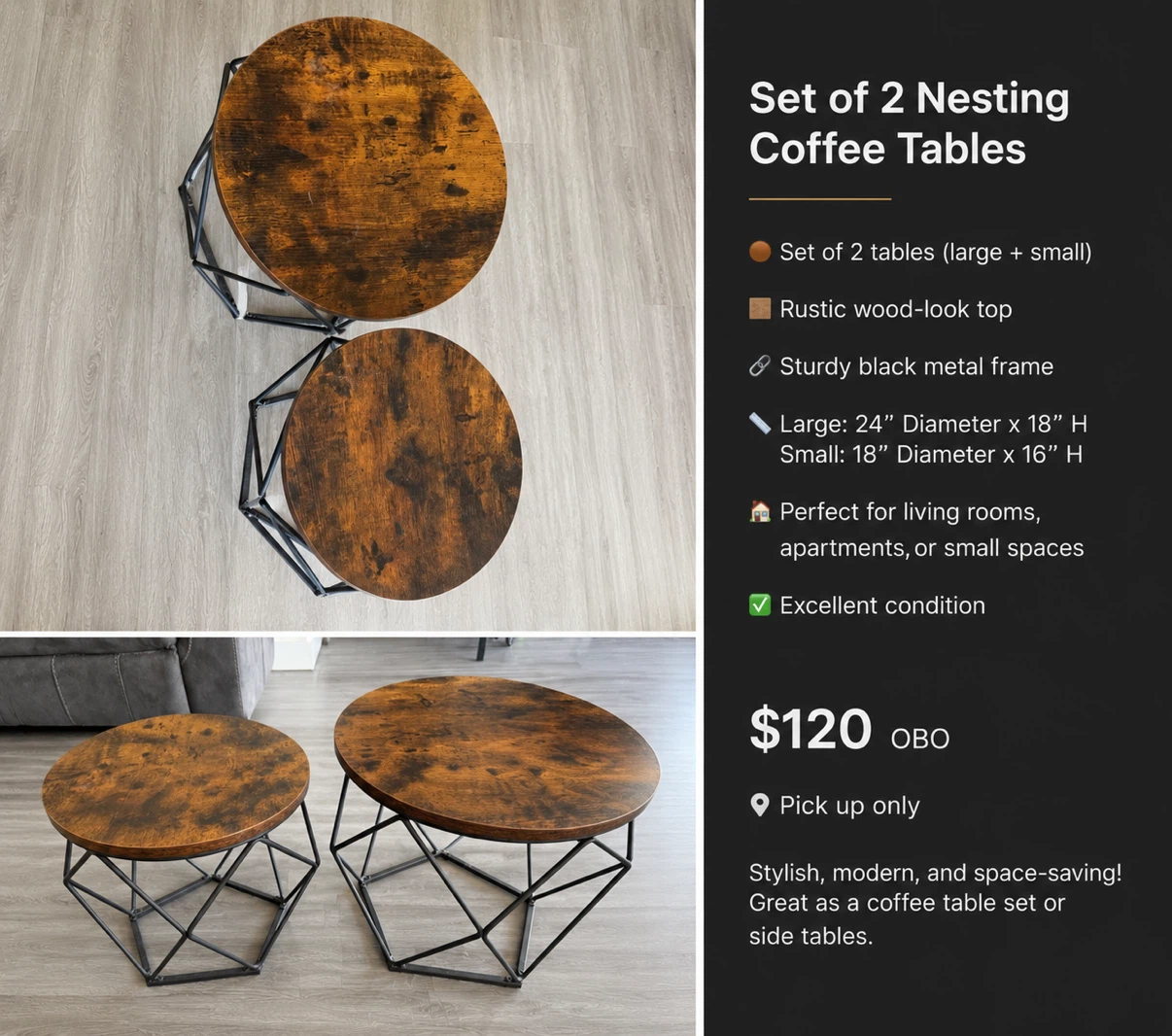 Set of 2 Nesting Coffee Tables