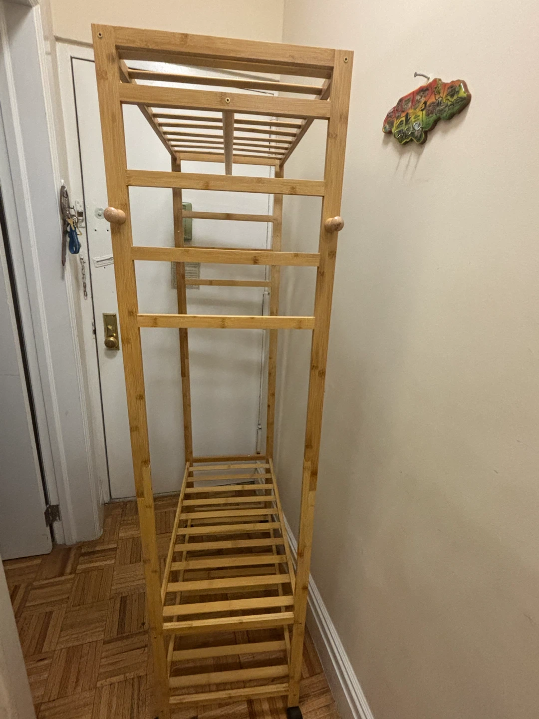 Bamboo Garment Rack with Shelves