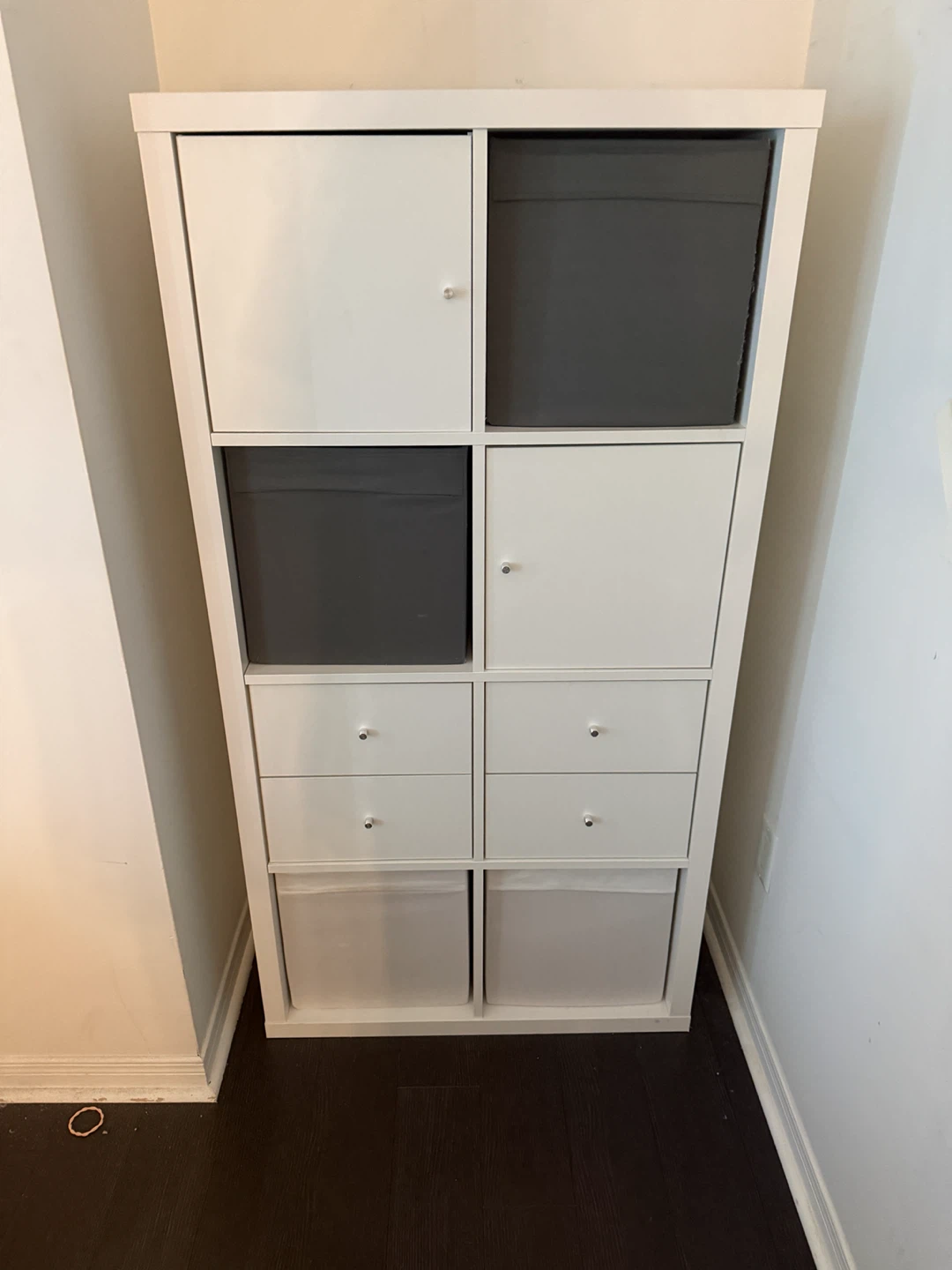 White Cube Storage Shelf with Doors and Drawers