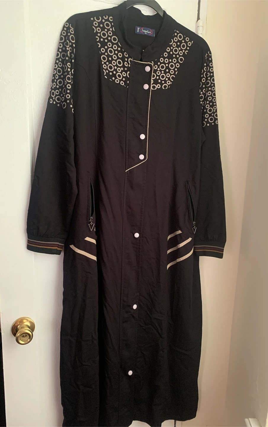 T. Lambiadi Black Long Coat with Circle Pattern