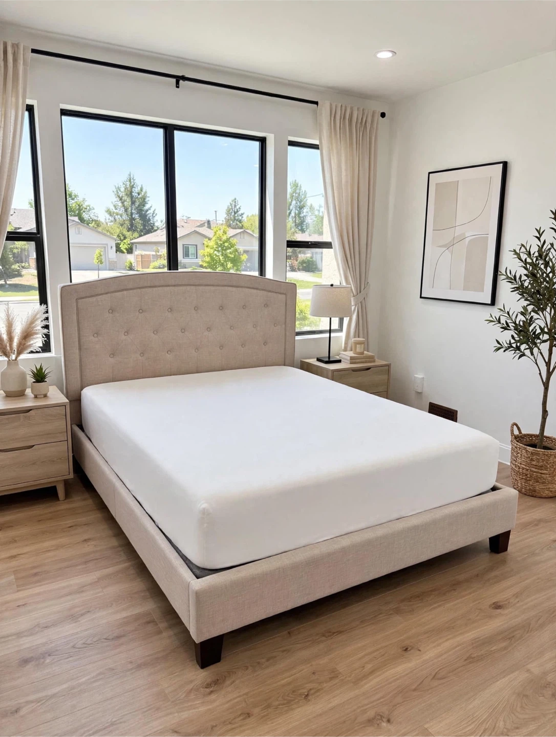 Elegant Queen Bed Frame & Mattress Set – Excellent Condition