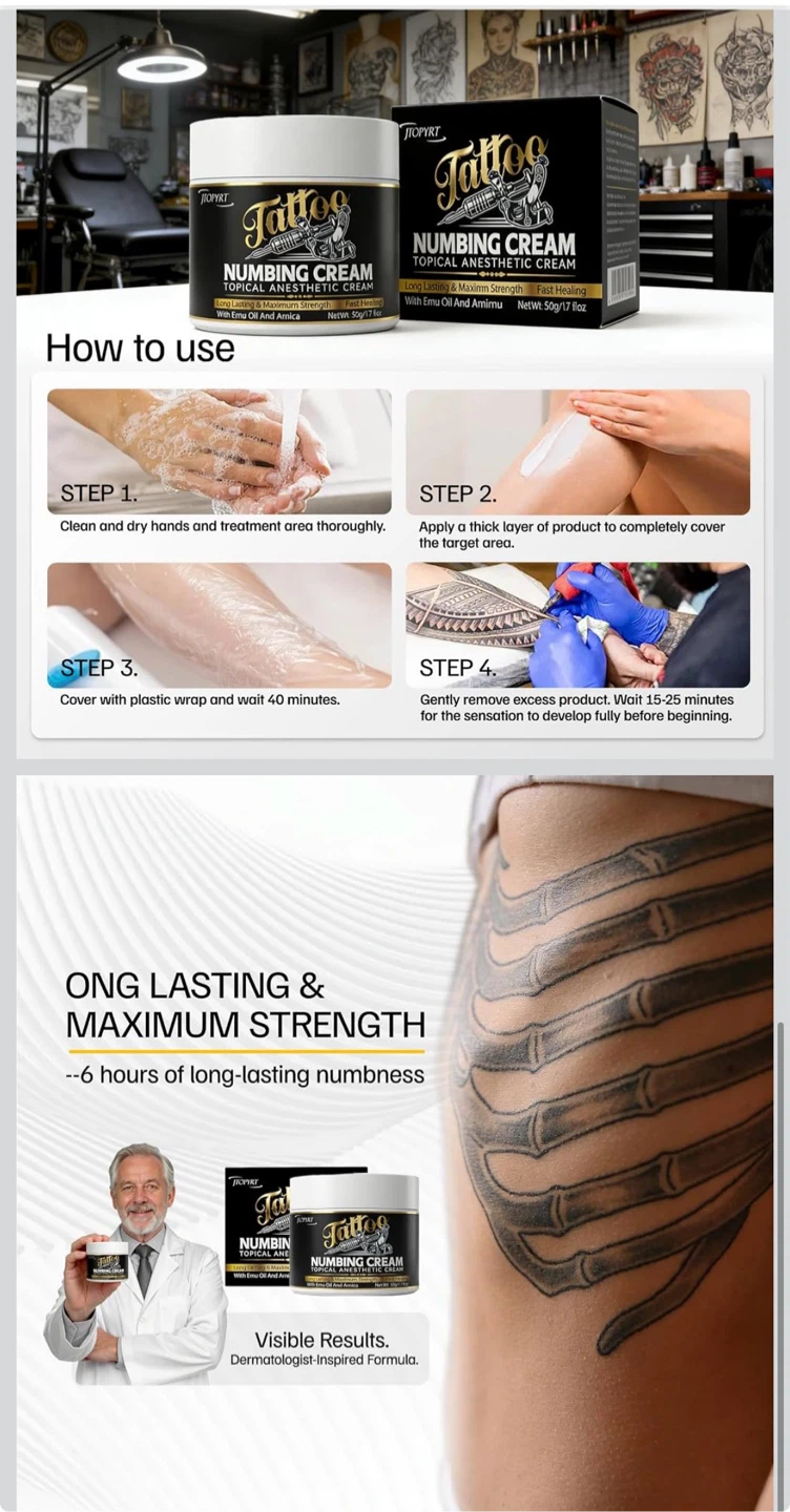 Tattoo Numbing Cream Topical Anesthetic - 50g - photo 3