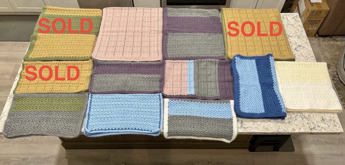 Hand Crafted 100% Acrylic Wool Crochet Blankets($ Below)