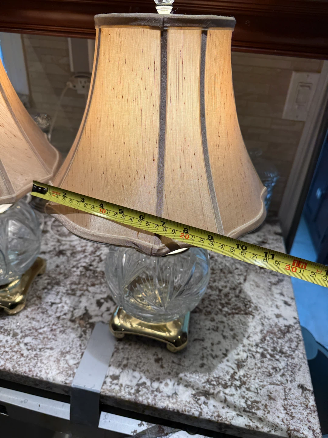Pair of Crystal Table Lamps with Beige Shades - photo 4
