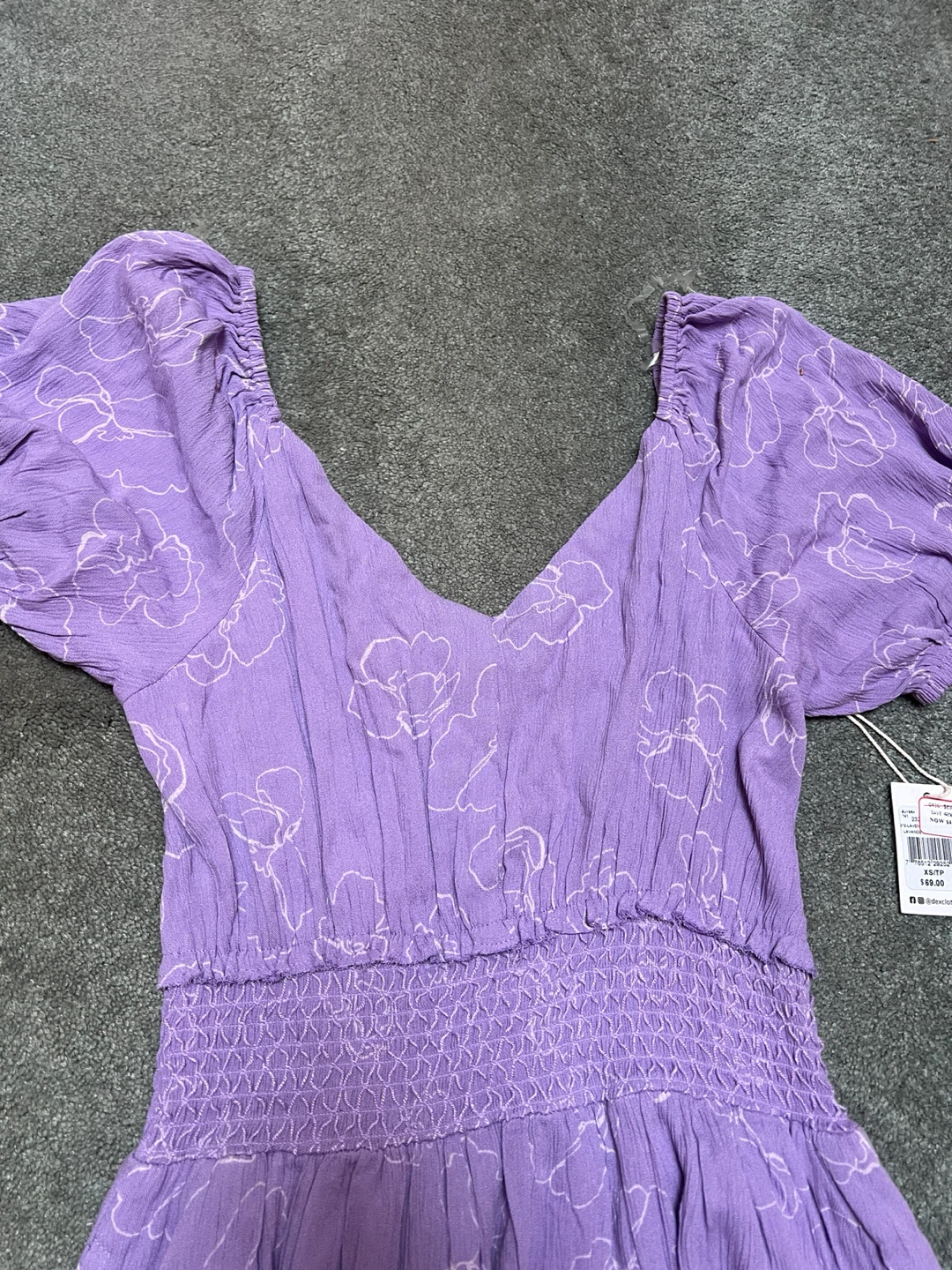 Purple Floral Smocked Dress - Dex XS - photo 2