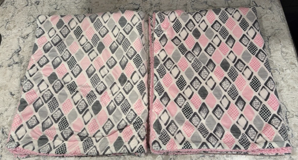 Pair of Sherpa Like Lined Fleece Baby Blanket