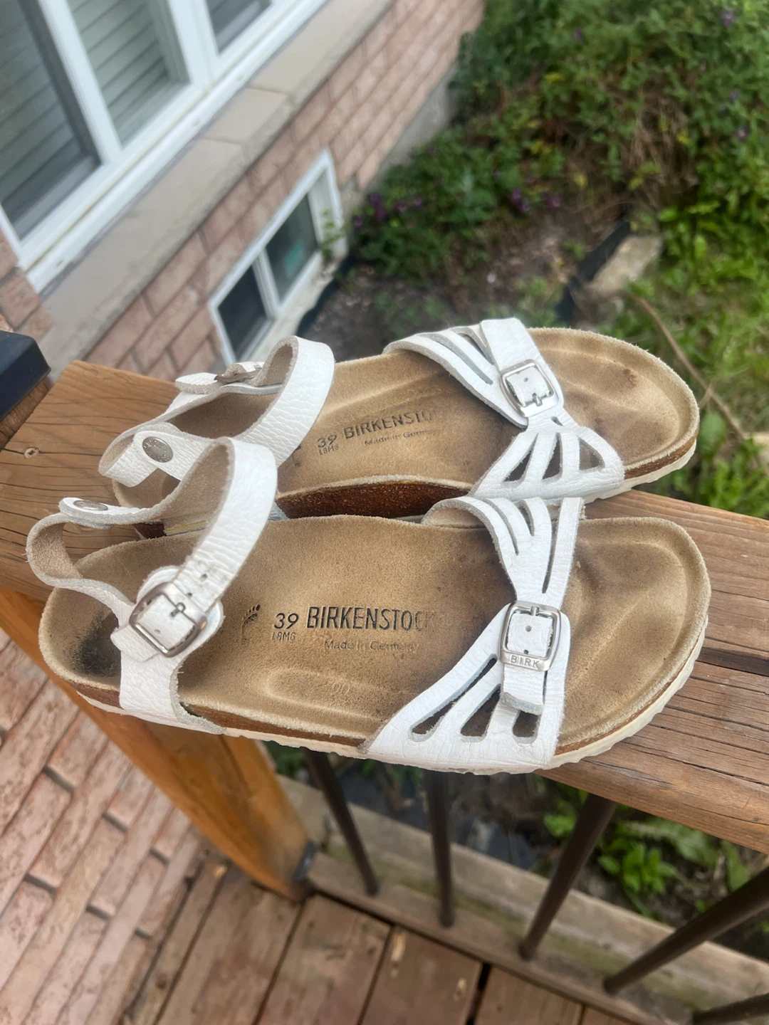 Birkenstock White Leather Sandals Size 8