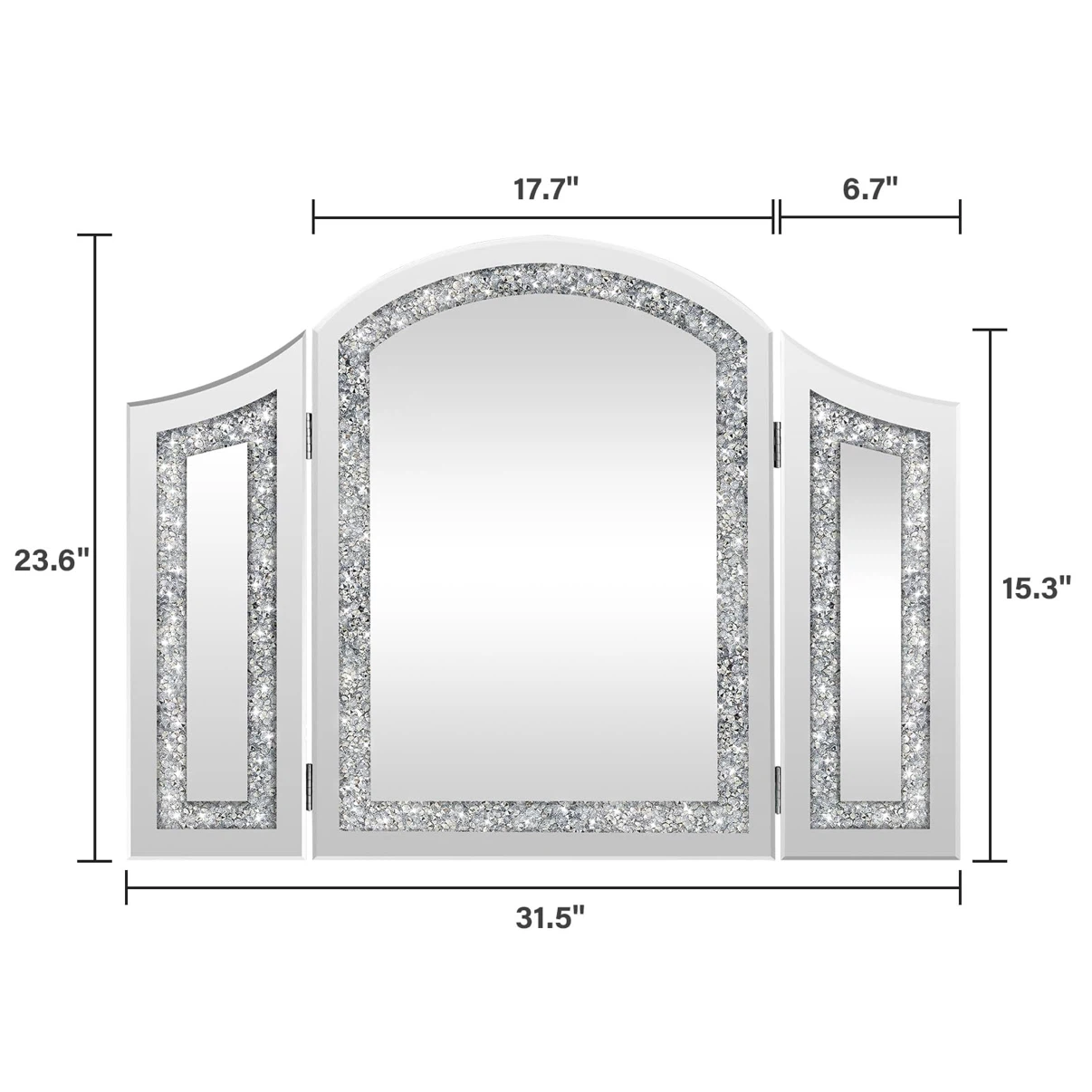 Modern Trifold Crushed Diamond Vanity Mirror - photo 2