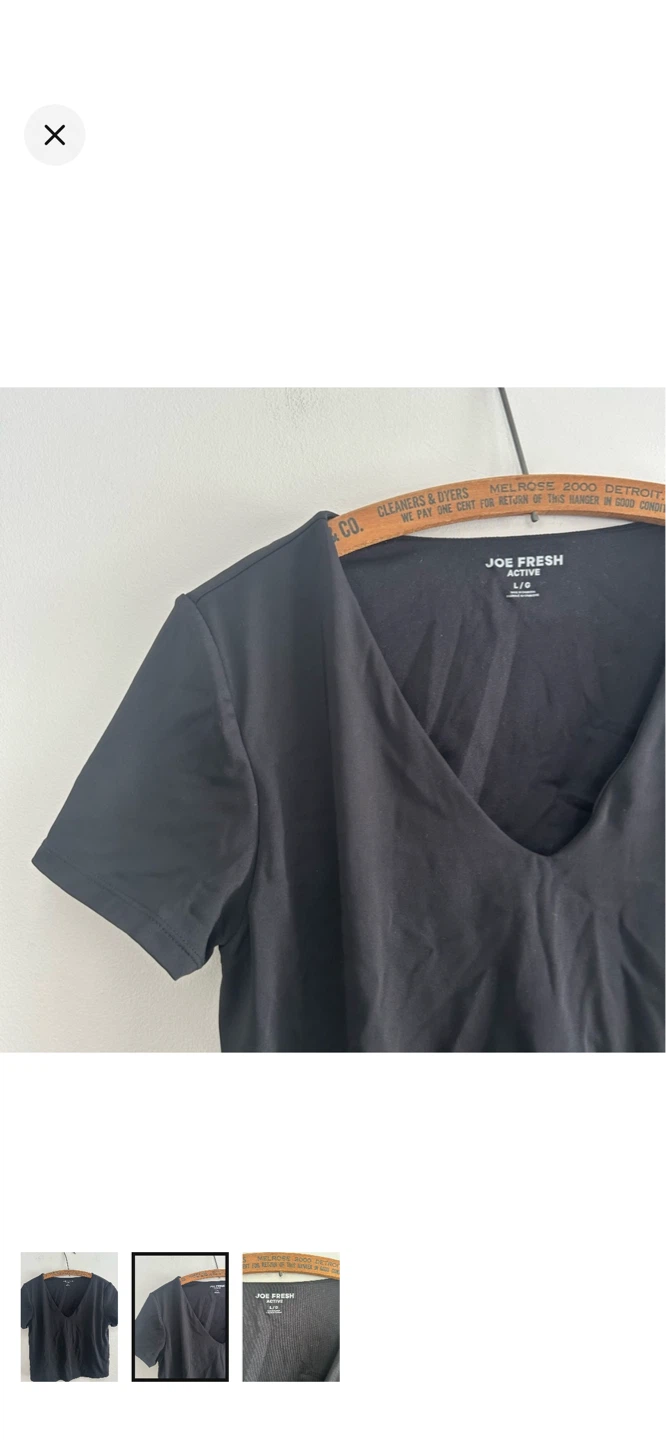 Joe Fresh Active Black V-Neck T-Shirt Size L/G - photo 2