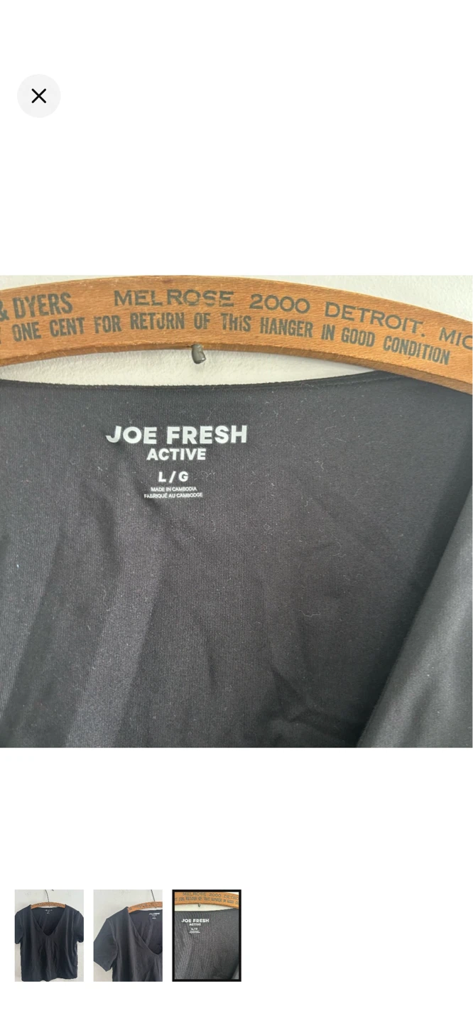 Joe Fresh Active Black V-Neck T-Shirt Size L/G - photo 3