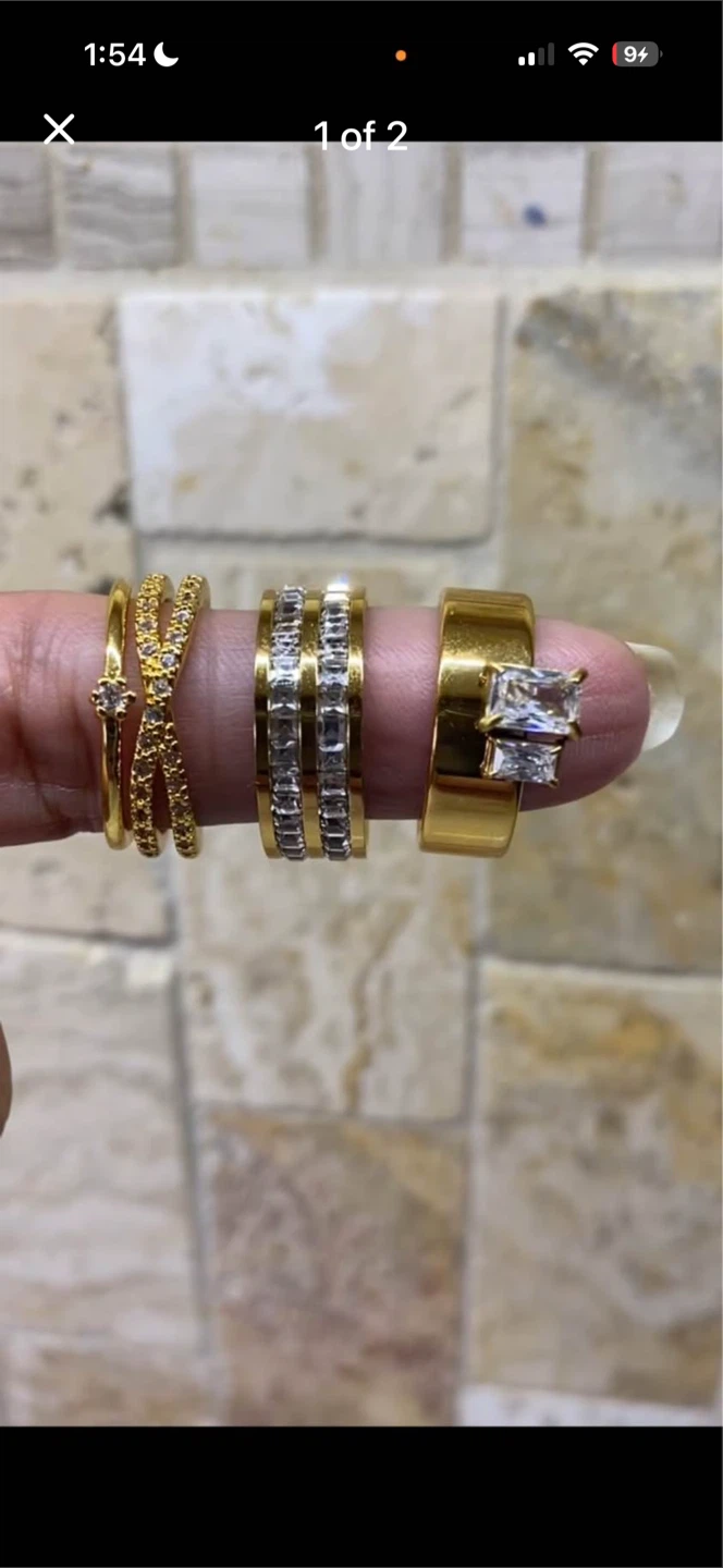 Gold-tone Rings and Hoop Earrings Set - photo 2