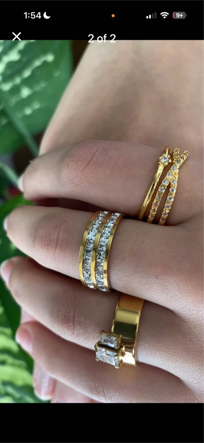 Gold-tone Rings and Hoop Earrings Set - photo 3