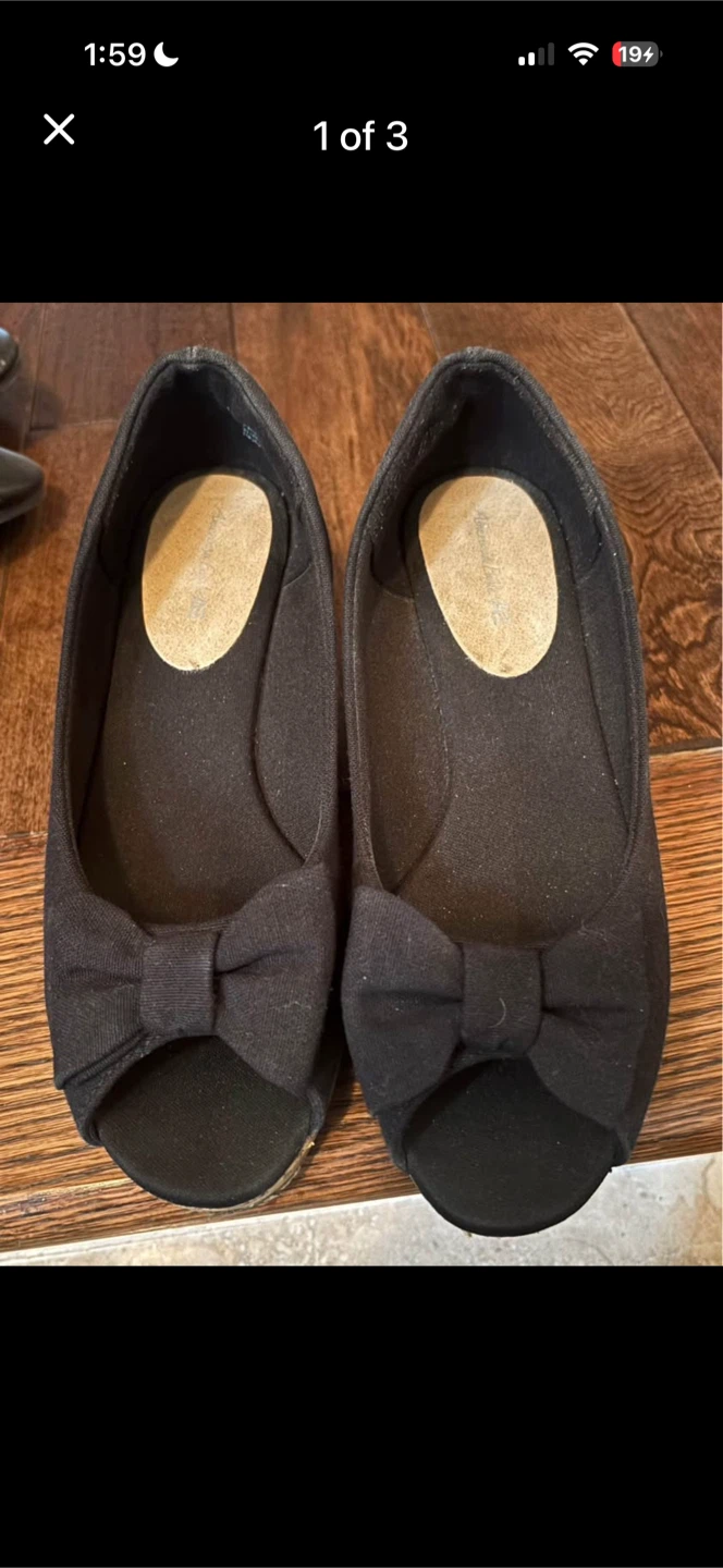 American eagle - Black Espadrille Wedge Flats with Bow