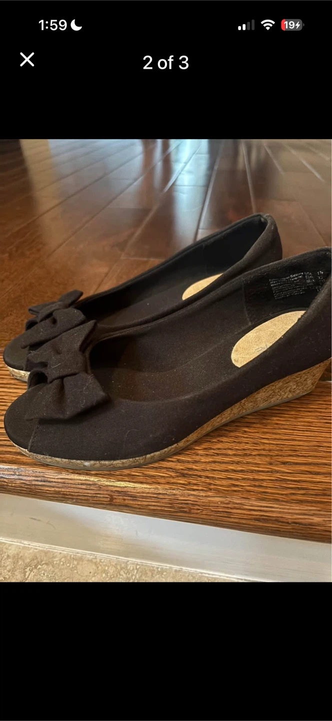 American eagle - Black Espadrille Wedge Flats with Bow - photo 2