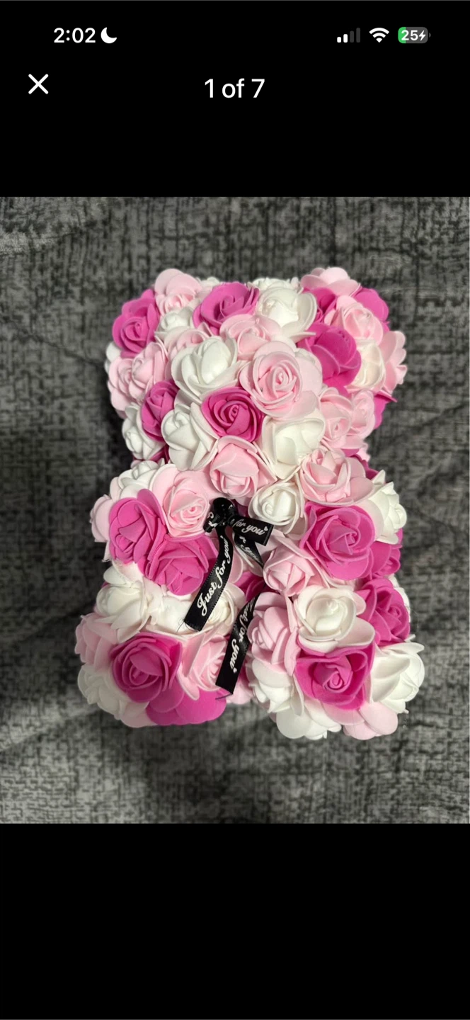 Rose Bear - Pink, White & Hot Pink Flowers
