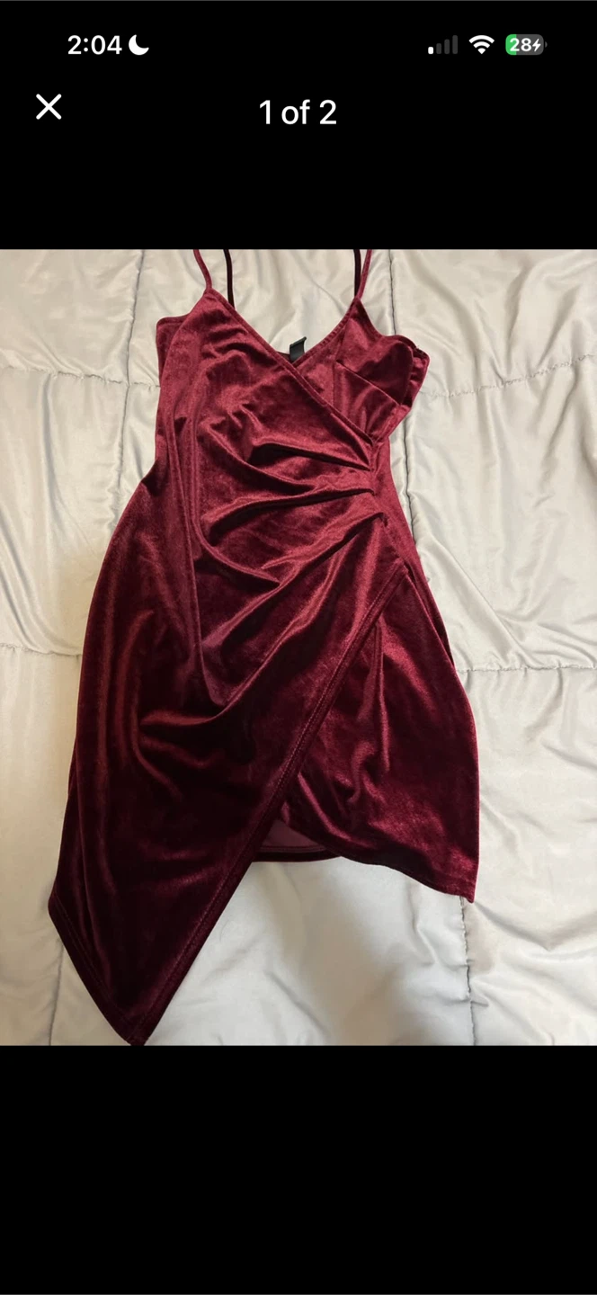 Windsor Velvet Ruched Wrap Dress Burgundy