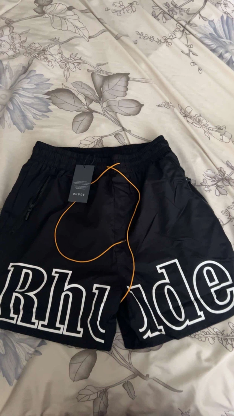 Rhude Black Shorts with White Logo