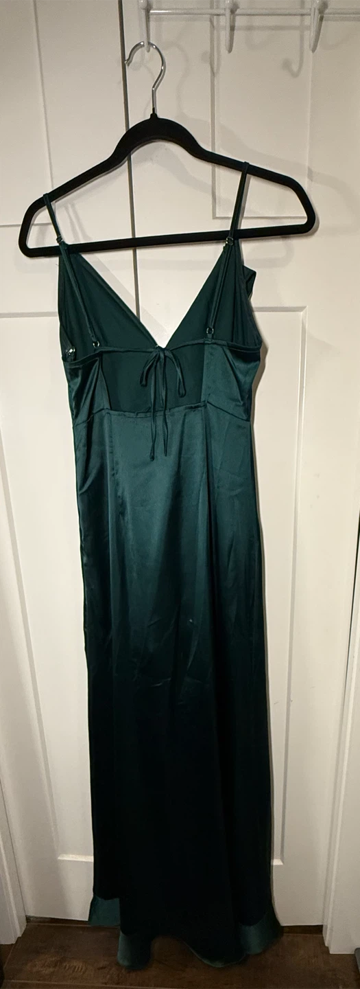Emerald Green Satin Ruffle Maxi Dress - photo 2