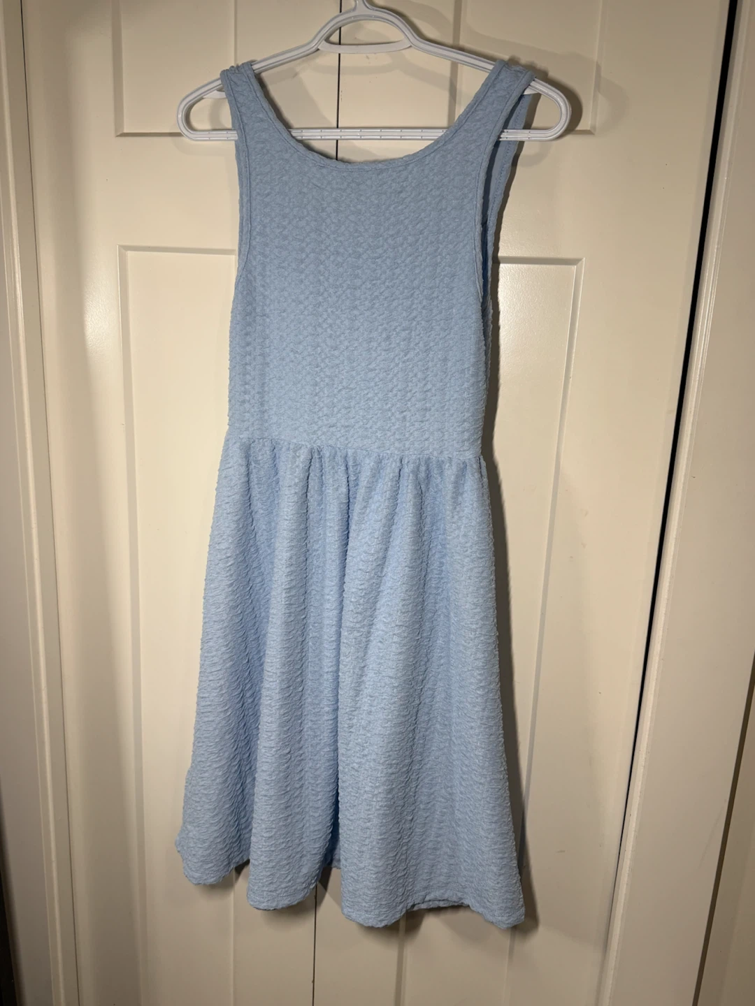 Light Blue Textured Fit and Flare Dress - photo 2