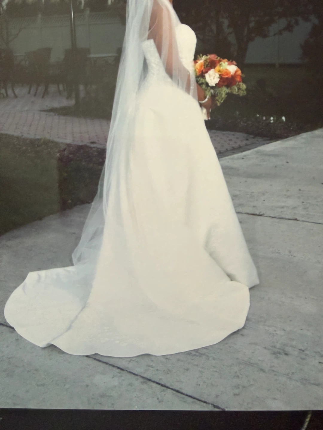 White Strapless Wedding Dress with Corset Back