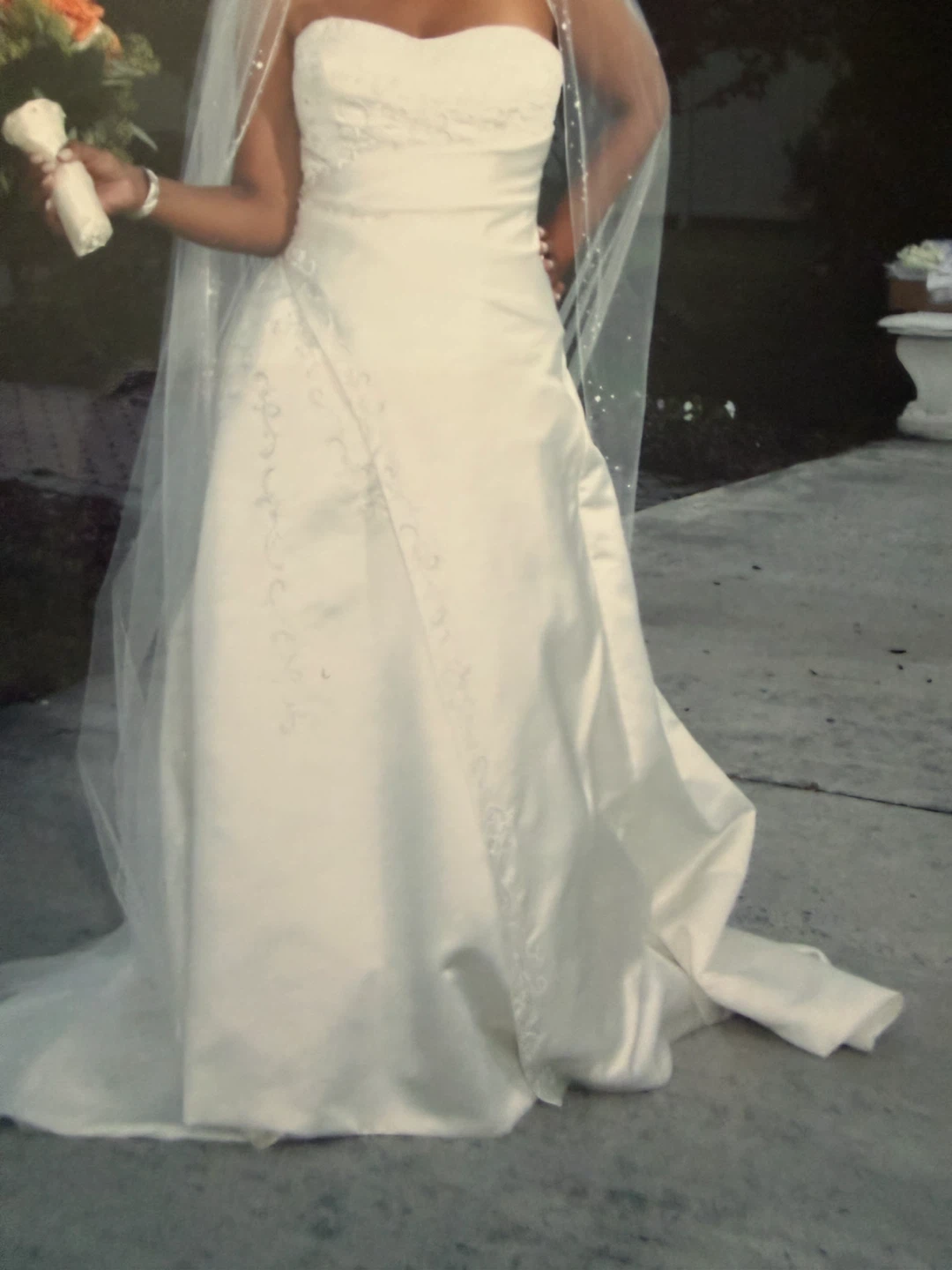 White Strapless Wedding Dress with Corset Back - photo 2
